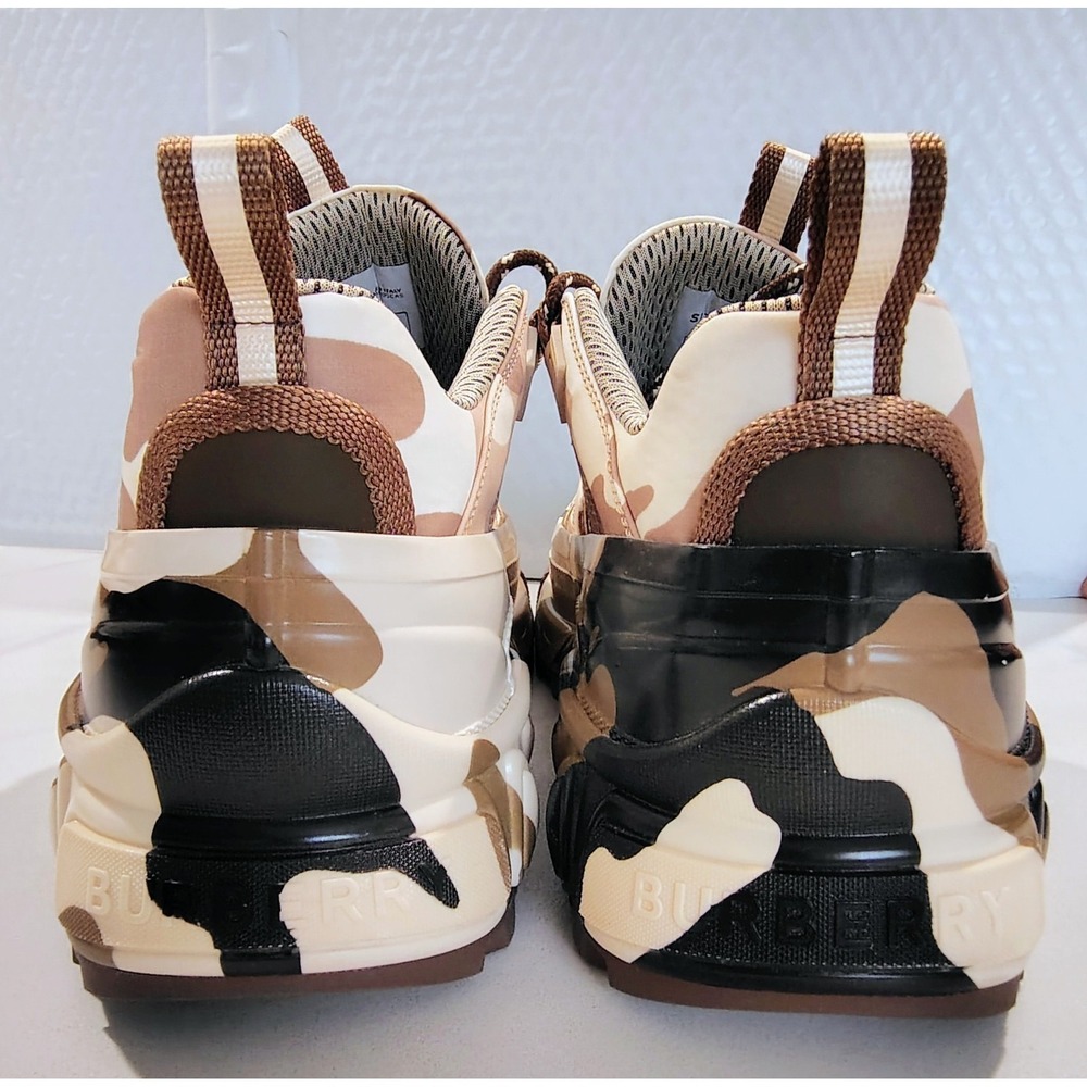 Burberry Camouflage Beige Black Sneakers Arthur Low Top Lace-Up Sz 10 2022 43EU - Picture 7 of 16